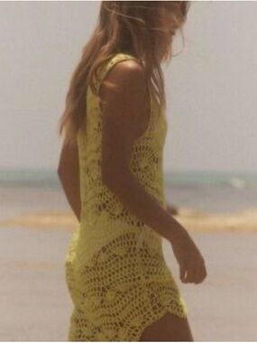 ZARA Crochet Cover-Up Dress. Yellow S NWT